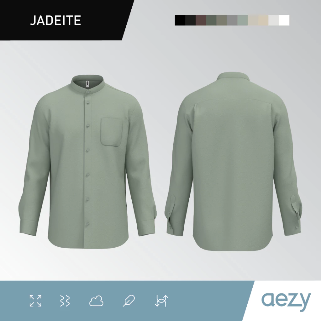 KEMEJA AEZY STAND COLLAR LONG SLEEVE
